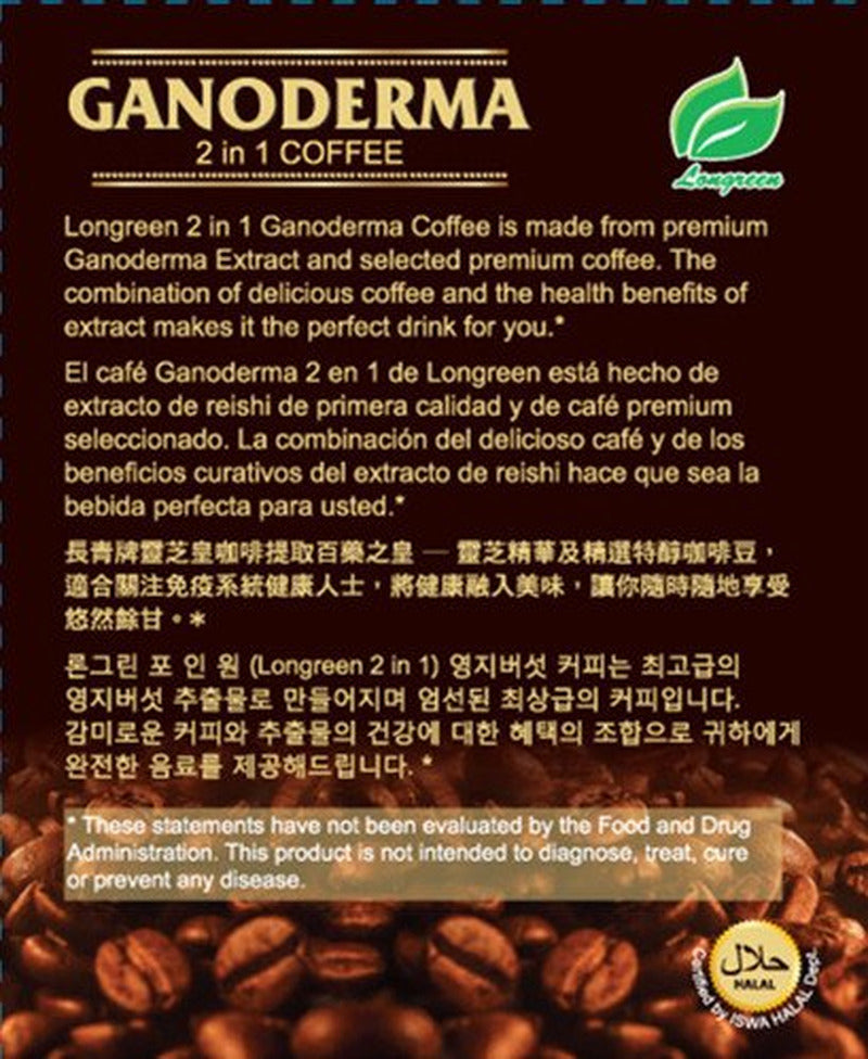 Ganoderma Reishi Coffee Mix, Instant 2-In-1 Mushroom Coffee with All Natural Gan