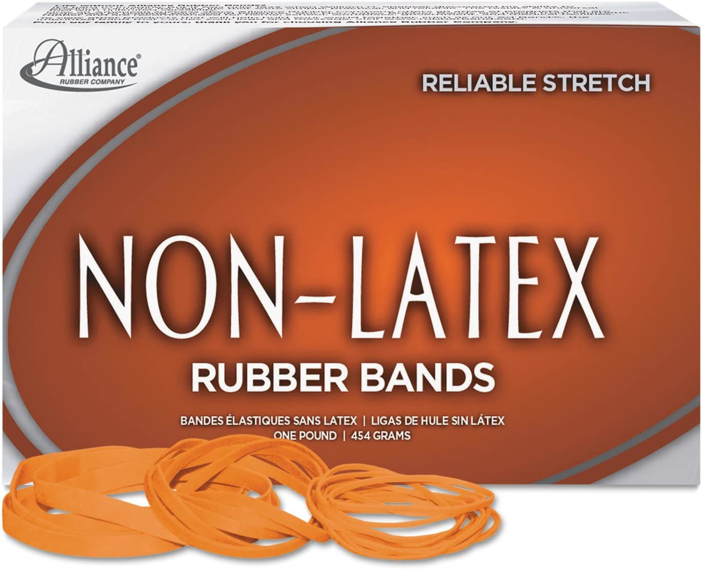 Alliance Rubber 37646#64 Non-Latex Rubber Bands, 1 Lb Box Contains Approx. 380 B