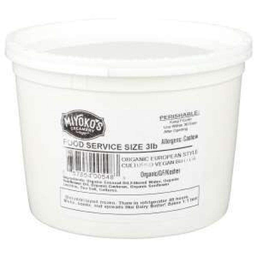 Miyokos Creamery Cultured Vegan Salted Butter, 3 Pound Pail -- 2 per Case.