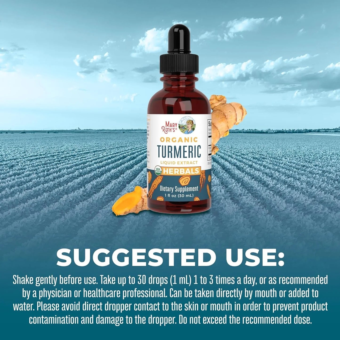 USDA Organic Turmeric Liquid Drops | Herbal Supplement | Joint Support, Anti-Inf