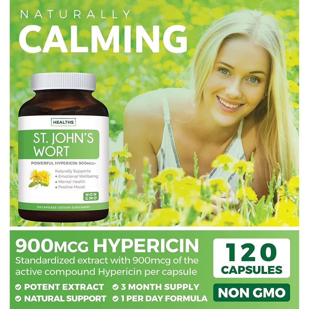 St. John'S Wort 500Mg 120 Capsules (Non-Gmo) Powerful 900Mcg Hypericin Saint Joh