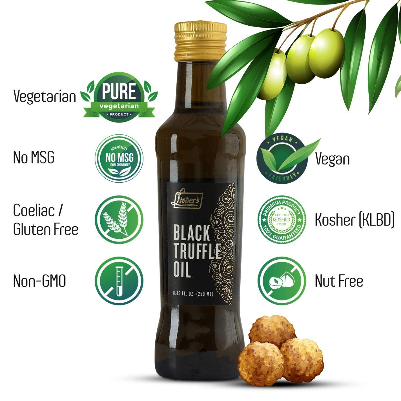 Lieber’S Black Truffle Oil | Premium Truffle Oil for Cooking, Salad Dressing, Ga