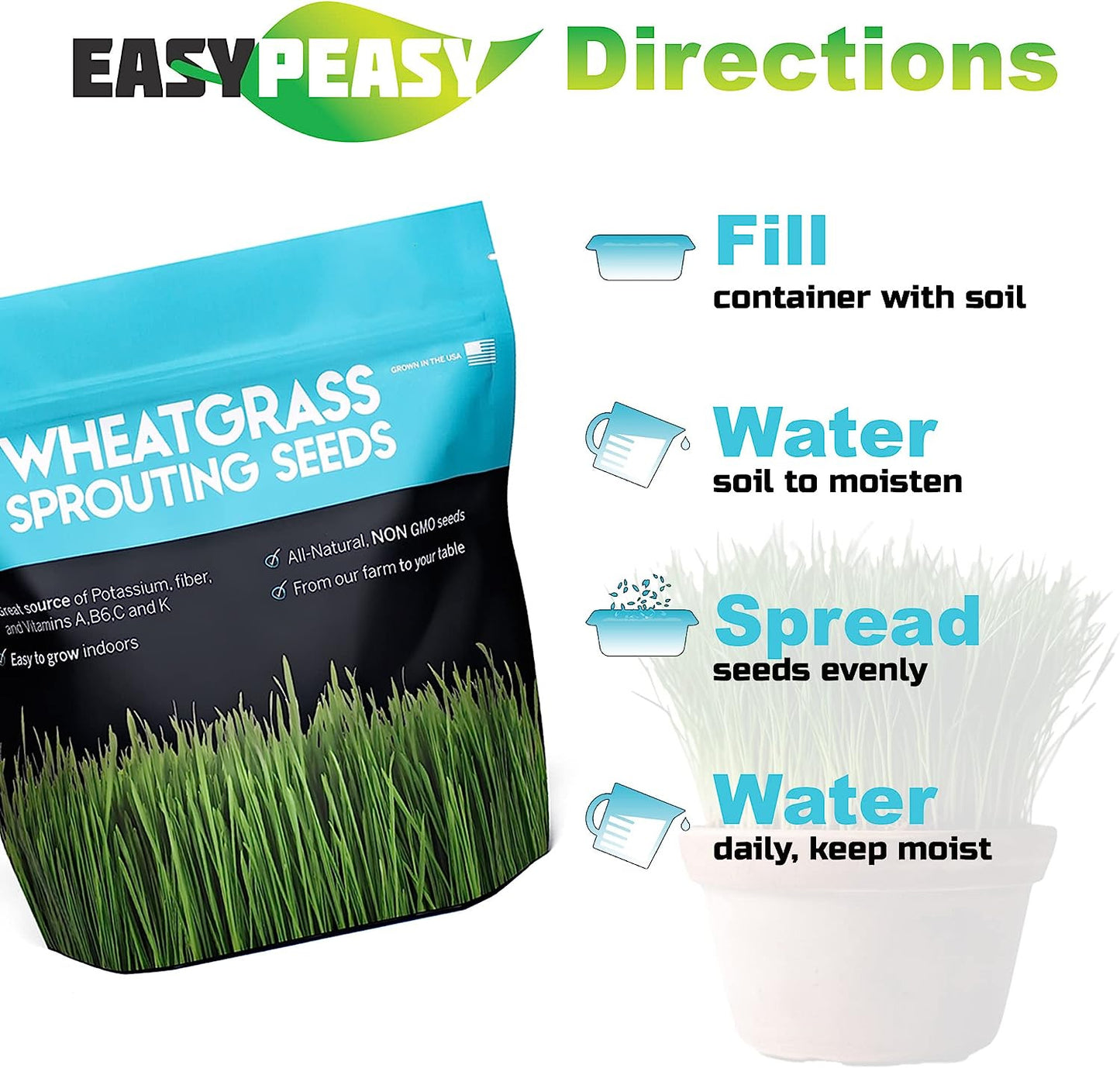 Wheatgrass Seeds | Non GMO | Grown in USA Wheat Grass Seeds | from Our Farm to Y