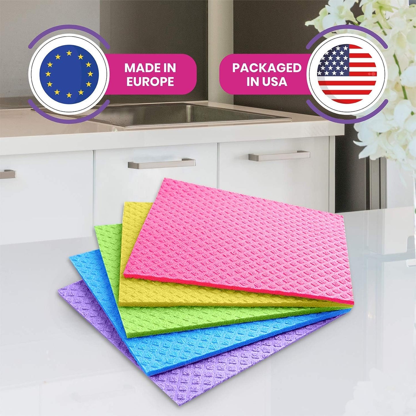 Swedish Dishcloths for Kitchen – Absorbent Kitchen Towels and Dishcloths Sets -