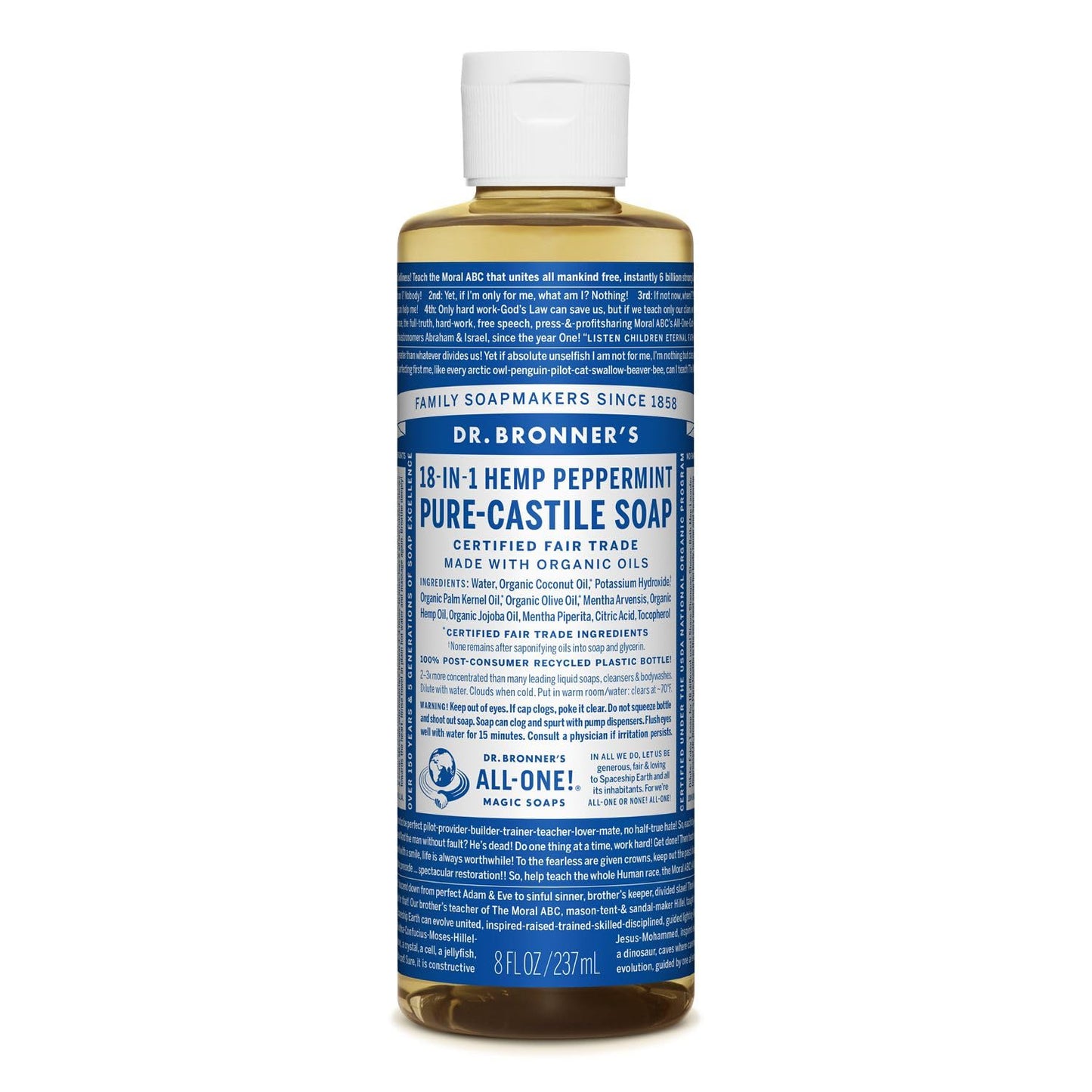 - Pure-Castile Liquid Soap (Peppermint, 8 Ounce) - Made with Organic Oils, 18-In