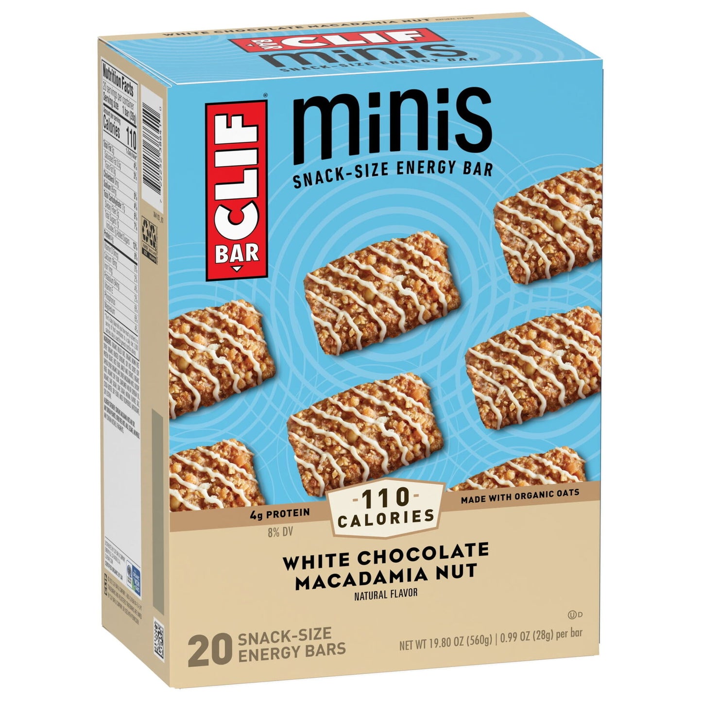 Minis - White Chocolate Macadamia Nut Flavor - Made with Organic Oats - 4G Prote