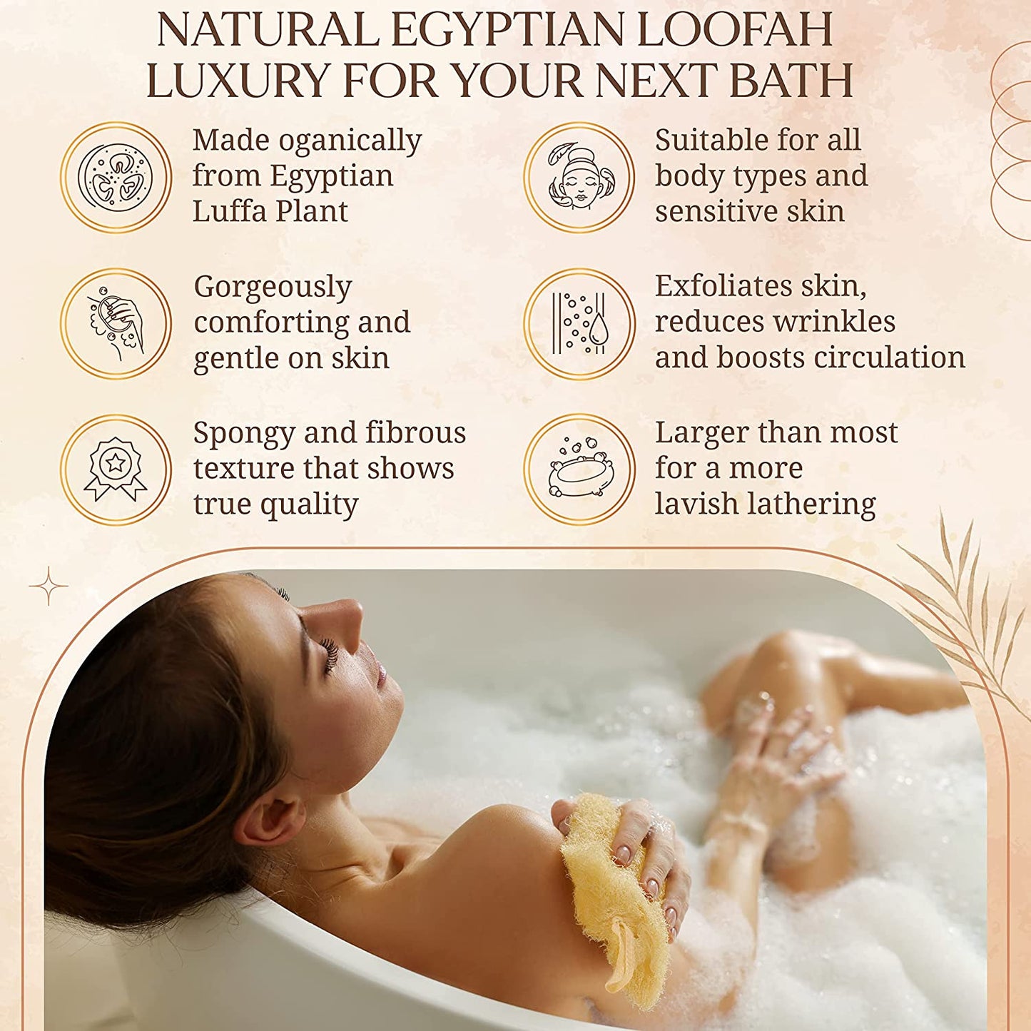 All Natural Loofah Sponge, Pack of 3 Real Egyptian Bath & Shower Exfoliating Loo