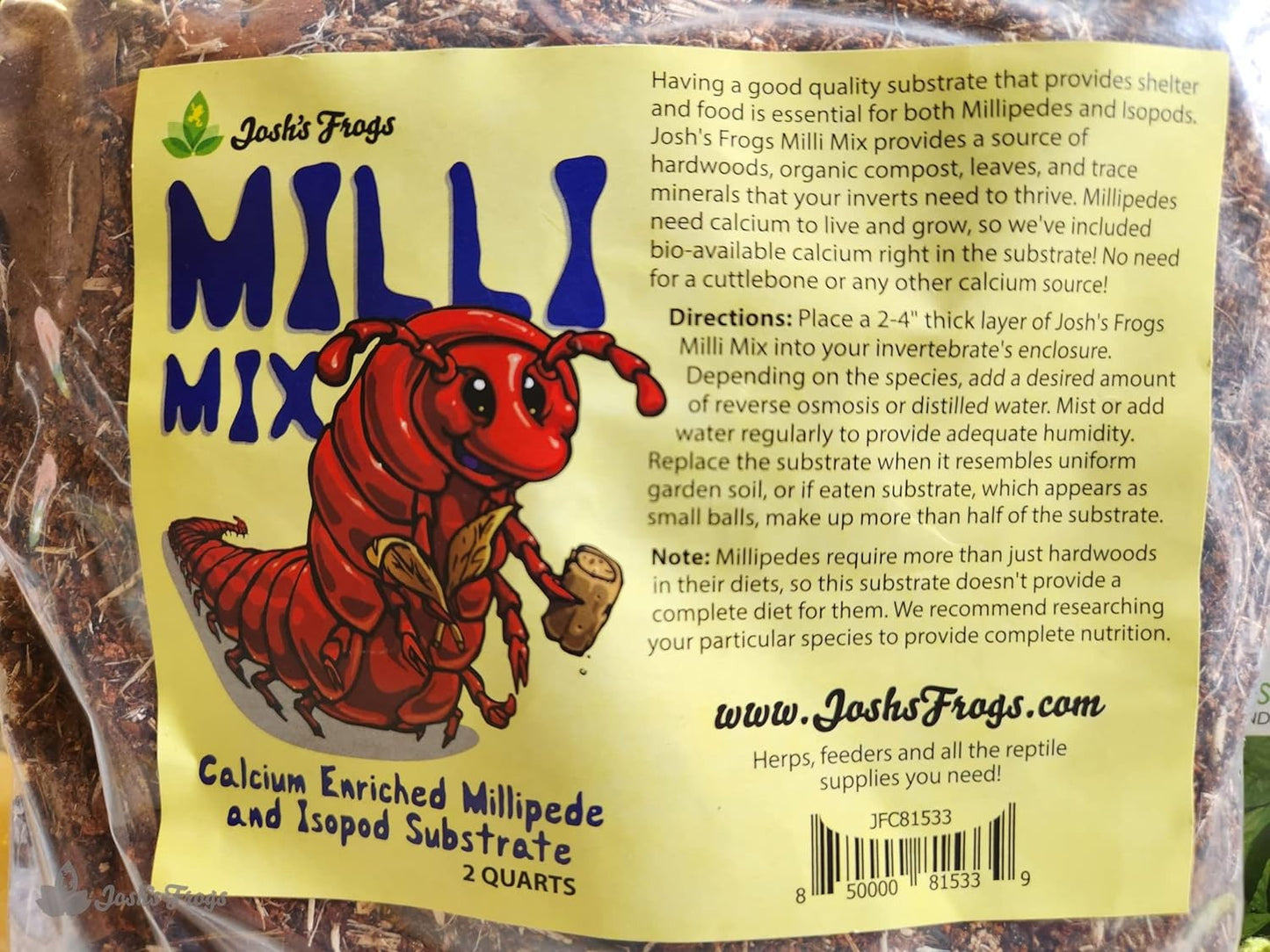 Milli Mix Calcium Enriched Millipede and Isopod Substrate (2 Quarts)