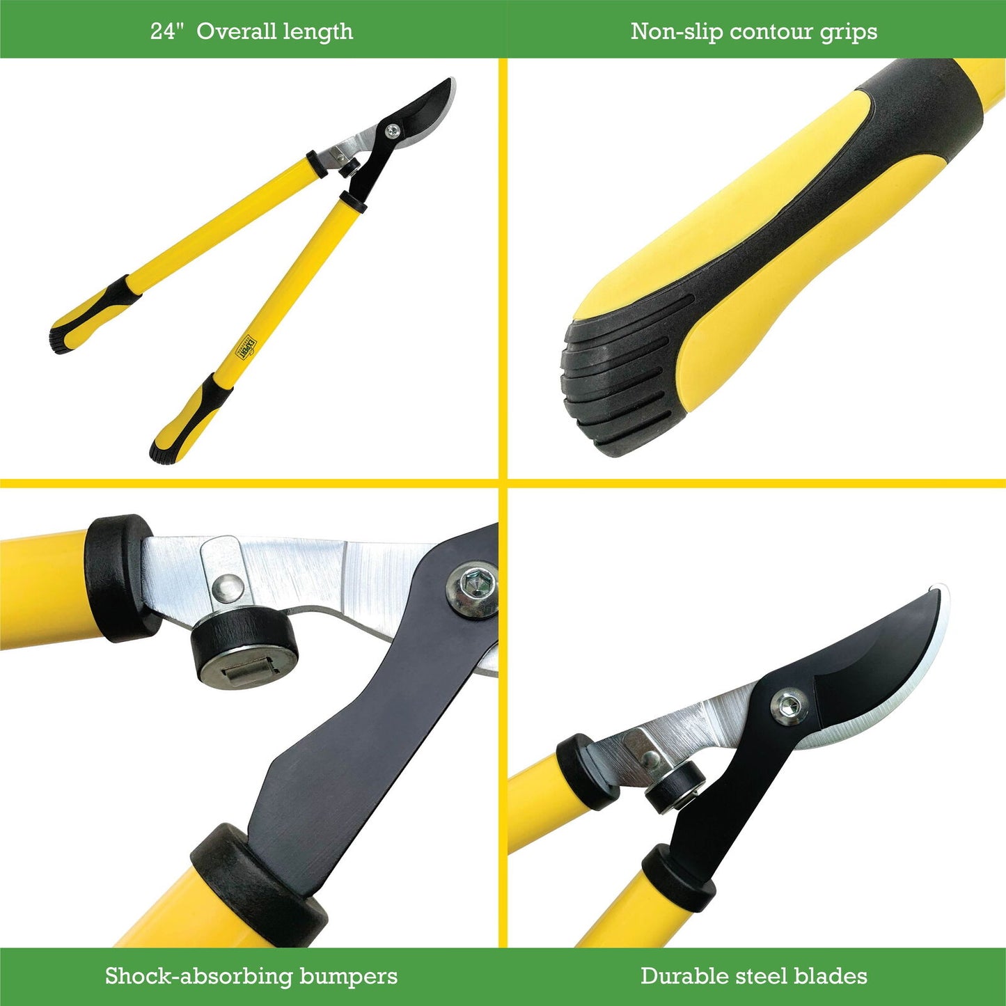 24 Inch Steel Bypass Lopper, 1" Cutting Capacity in Black and Yellow