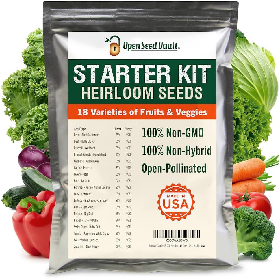 15,000 Heirloom Seeds Non-Gmo for Planting Vegetables & Fruits (18 Variety Pack)