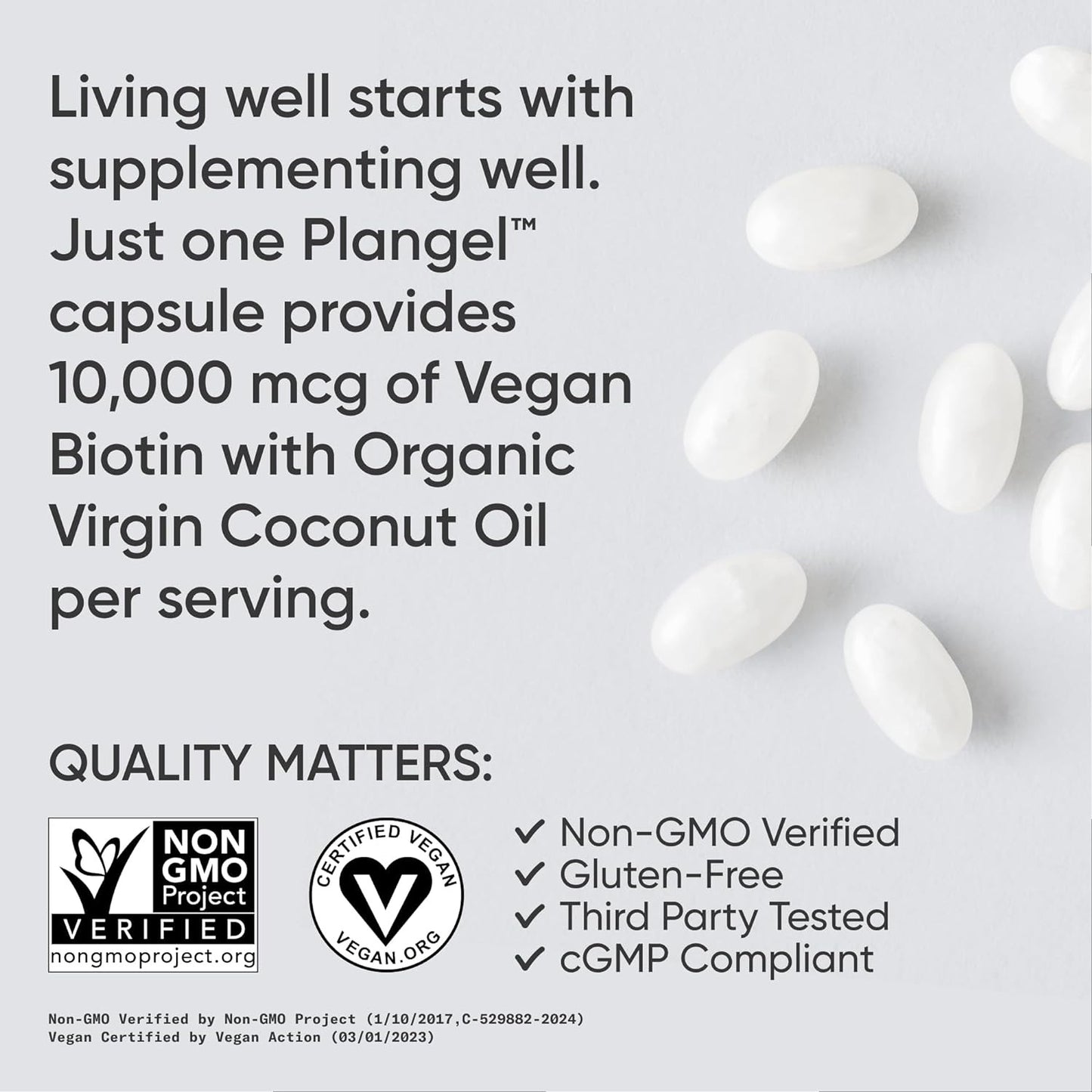 Vegan Biotin 10,000Mcg with Coconut Oil - Max Strength Biotin Vitamin B7 for Ski