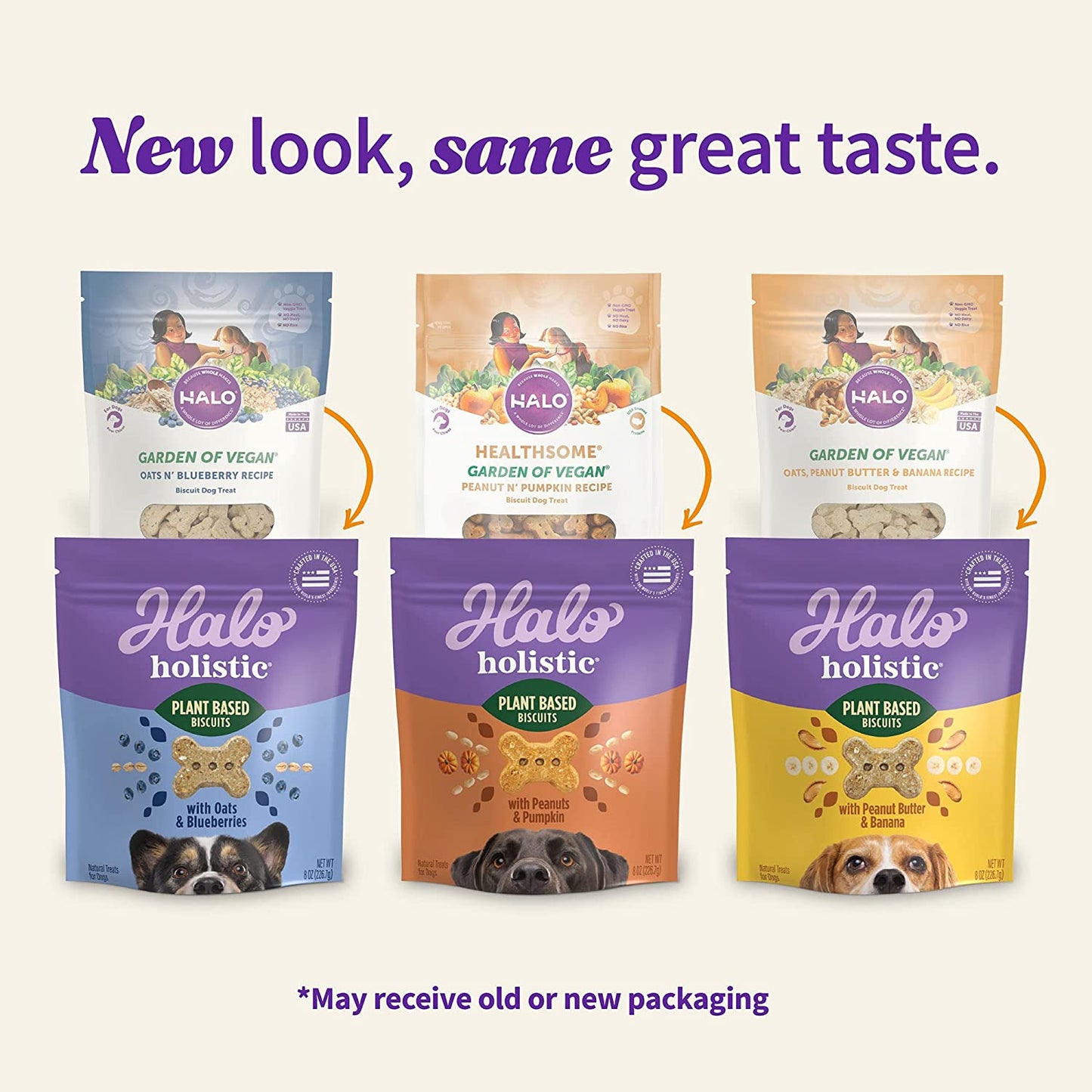 Plant-Based Dog Treats Variety Pack, Oats & Blueberries, Peanut Butter & Banana,