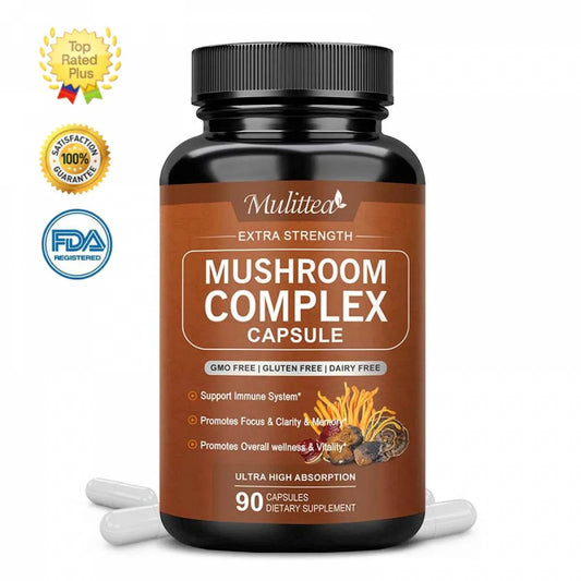 Mushroom Complex Tablet(90Pills) - with Lion'S Mane Cordyceps，10 Mushroom Blend