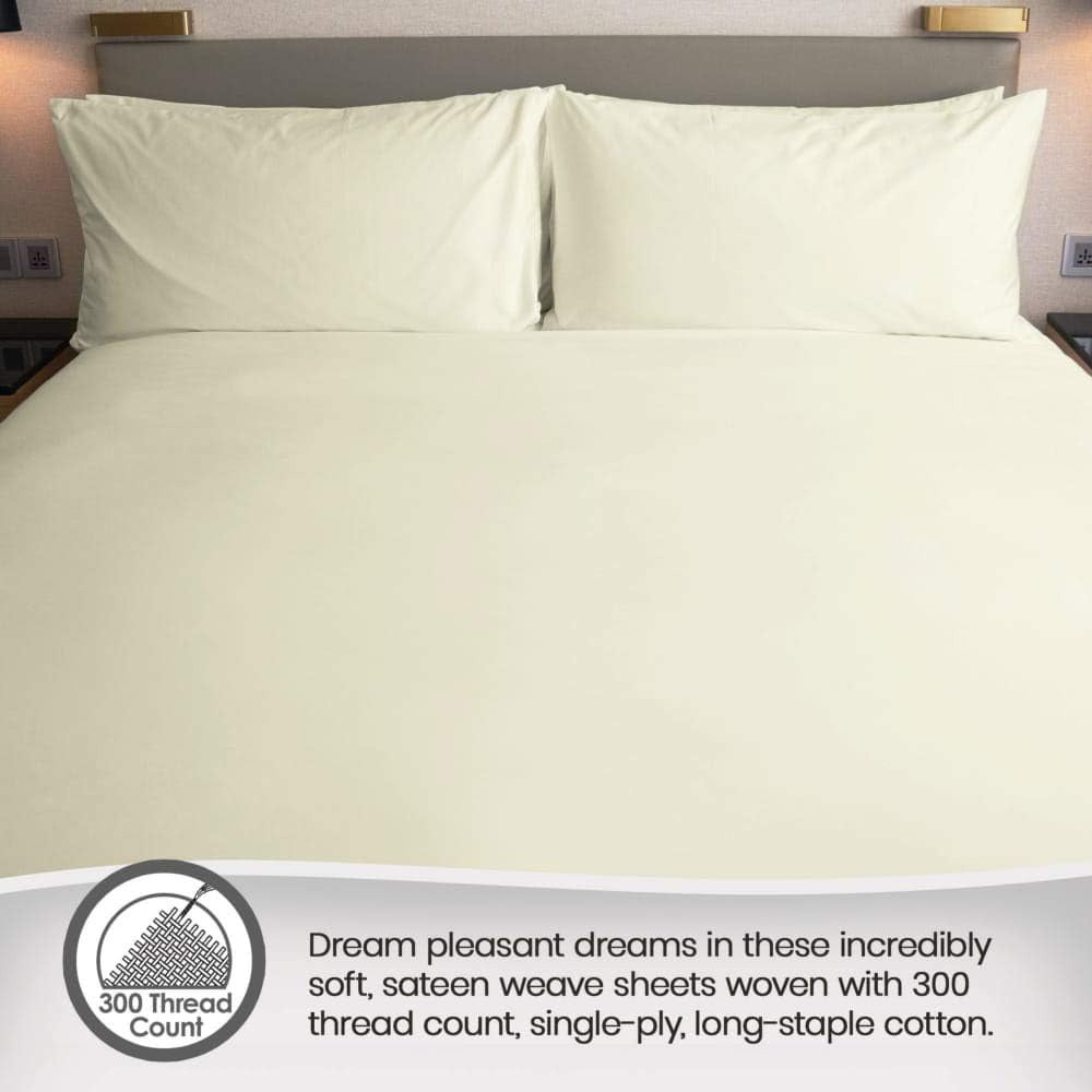 , Twin Bed Sheet - 100% Organic Cotton Fitted Sheet - 300 Thread Count, Fitted S