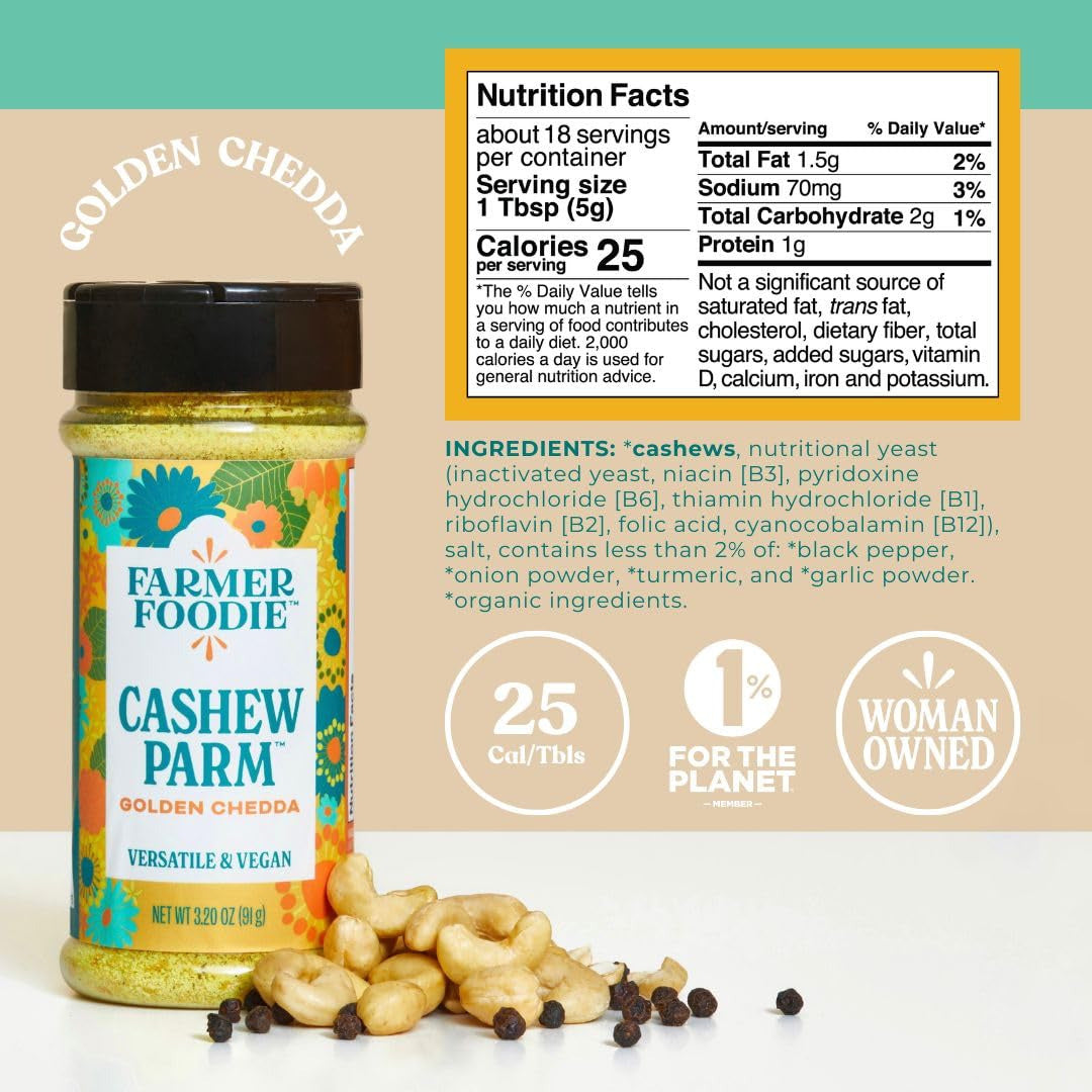 | Golden Chedda | Vegan Dairy-Free Cashew Parmesan Cheese Alternative | Grated |