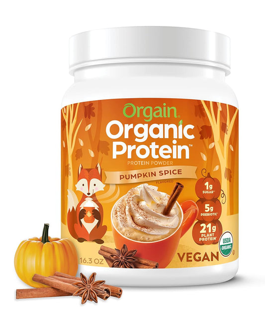 Organic Vegan Protein Powder, Pumpkin Spice Seasonal Flavor - 21G of Plant Prote