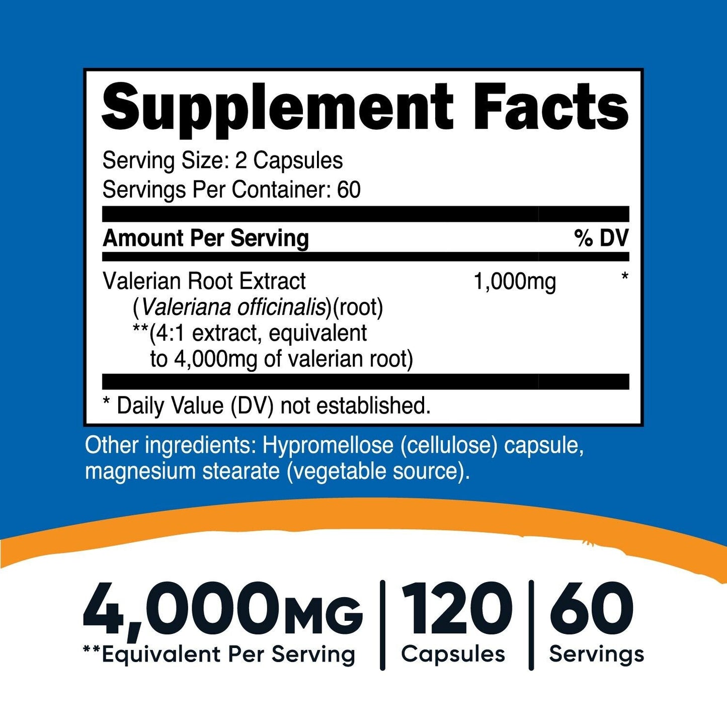 Nutricost Valerian Root Capsules 1000Mg, 120 Caps - Gluten Free, Non-Gmo