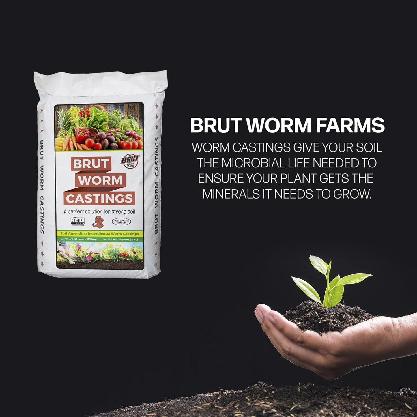 Brut Organic Worm Castings – 30 Lb – Garden'S Elixir for Thriving Blooms & Harve