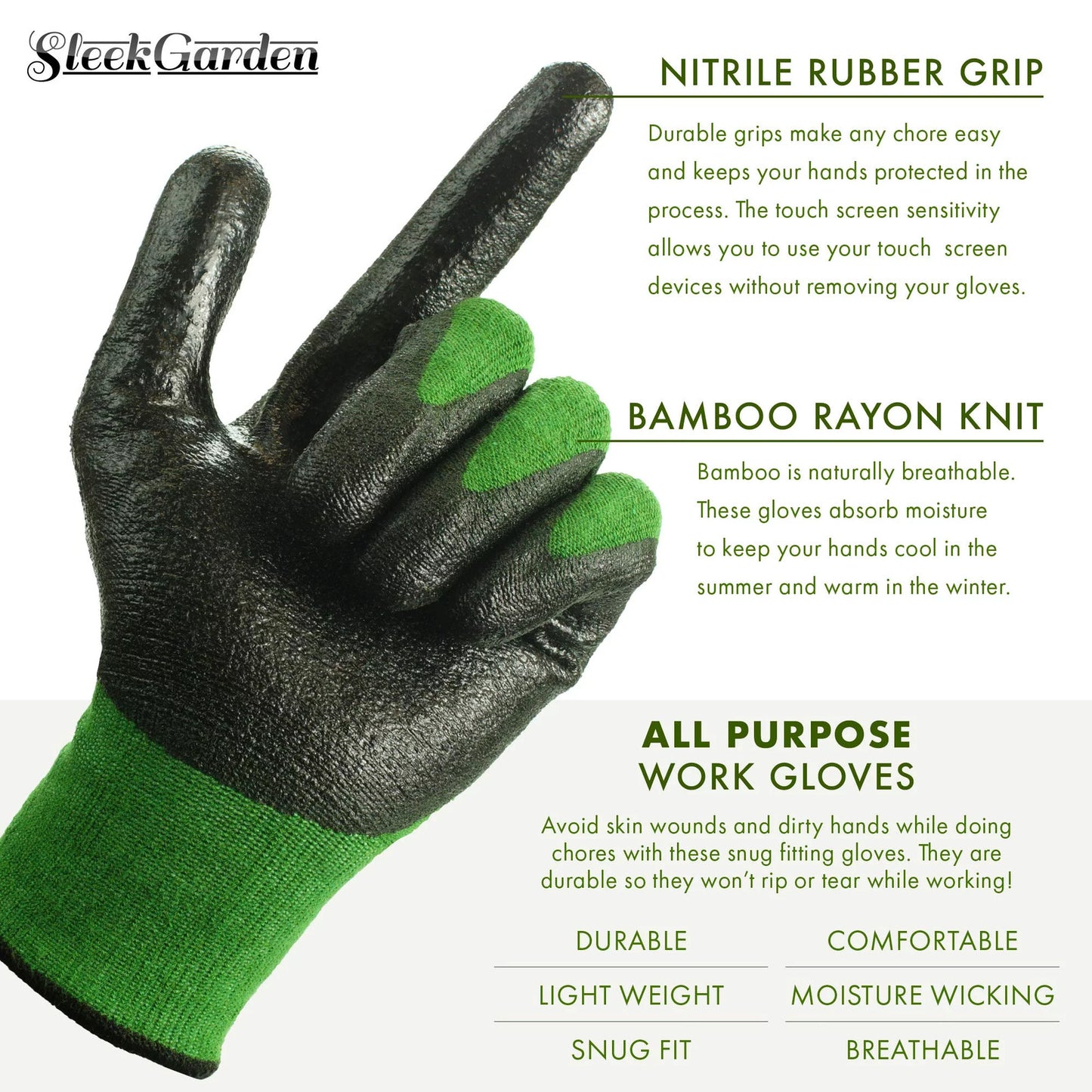 Bamboo Working Gloves for Women and Men.  Series Ultimate Barehand S