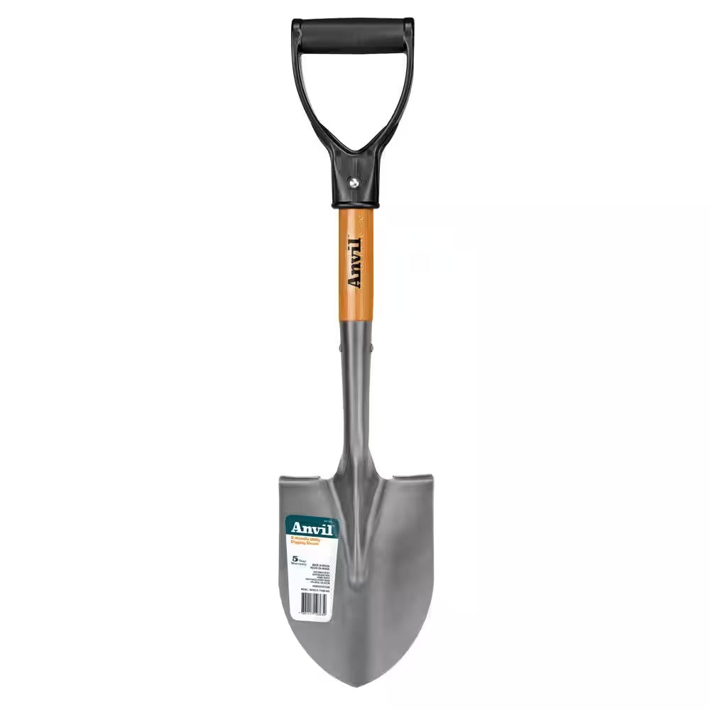 18 In. Wood D-Grip Short Handle Carbon Steel Compact Digging Shovel