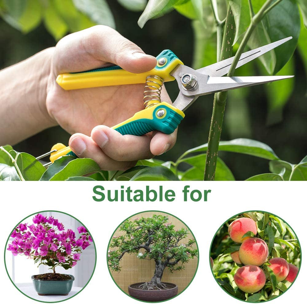 8.1″Gardening Hand Pruner Pruning Shear with Straight Stainless Steel Blades, Ul