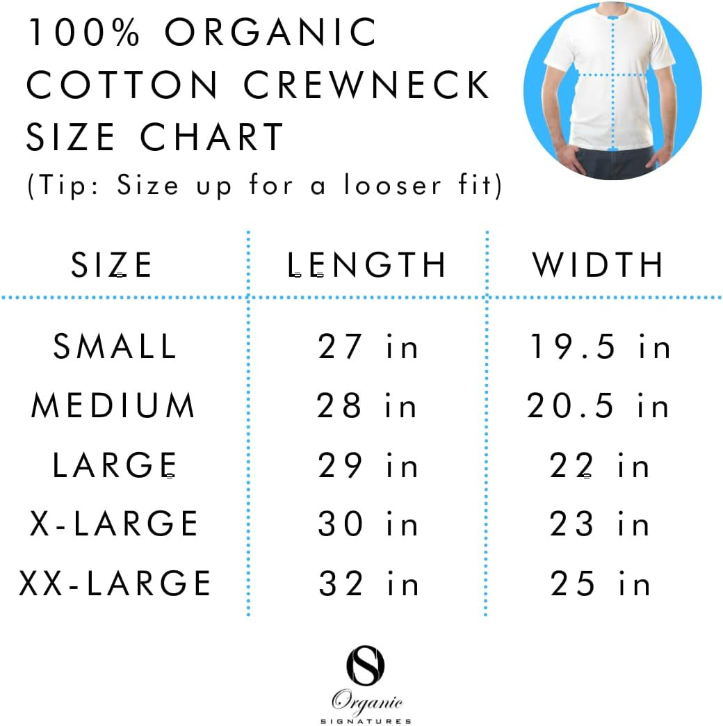 Crewneck 100% Certified Organic Cotton, Soft Shirts for Men