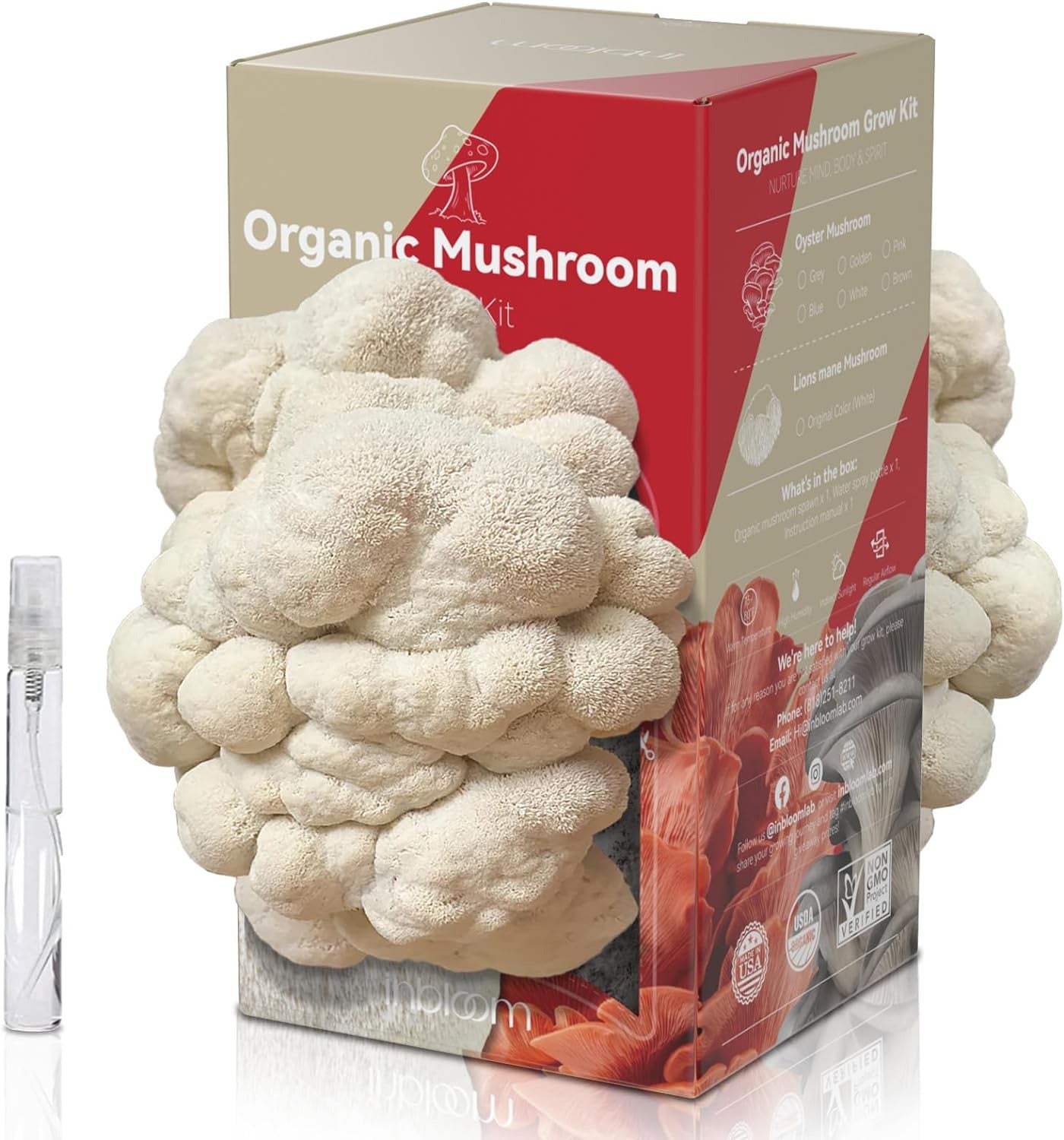 Large Organic Edible Lion'S Mane Mushroom Growing Kit (4Lbs), Double-Side Mushro