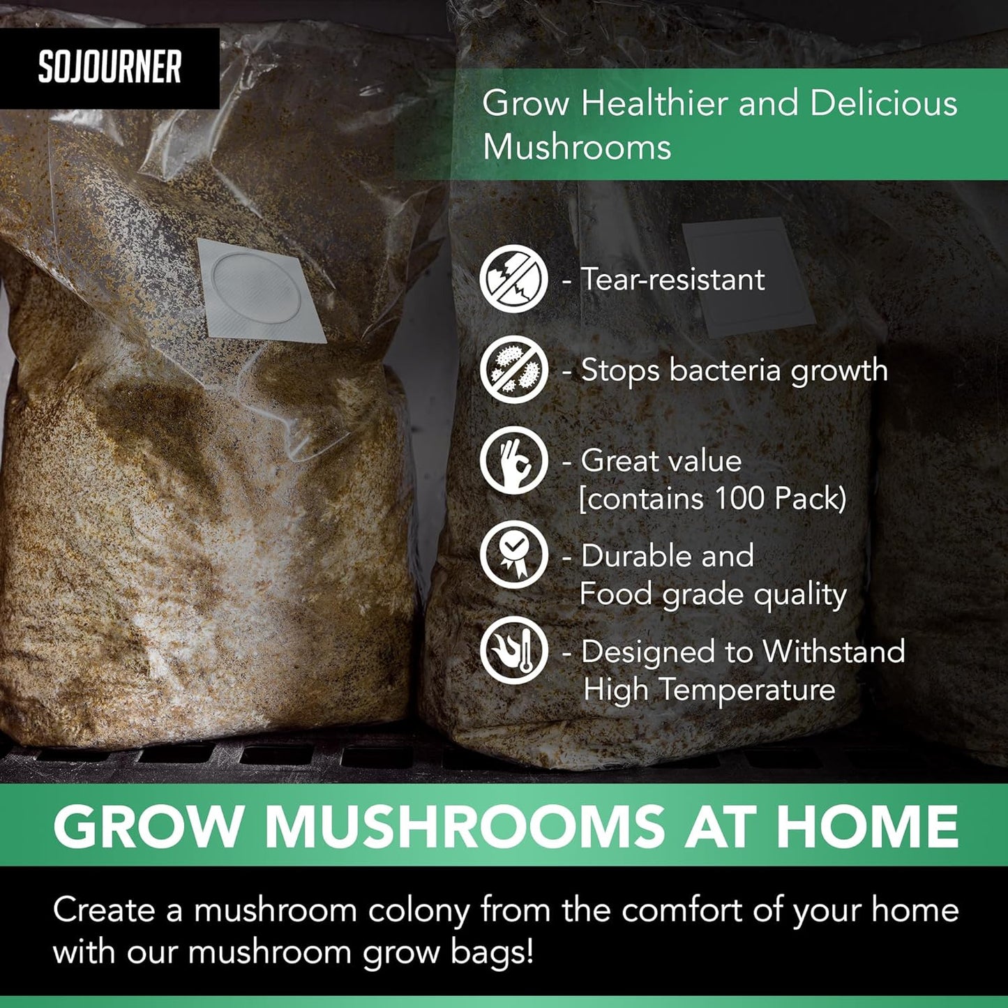 Mushroom Grow Bags (100 Pk) - Mushroom Spawn Bags - 6 Mil Thick, Autoclave Bags,