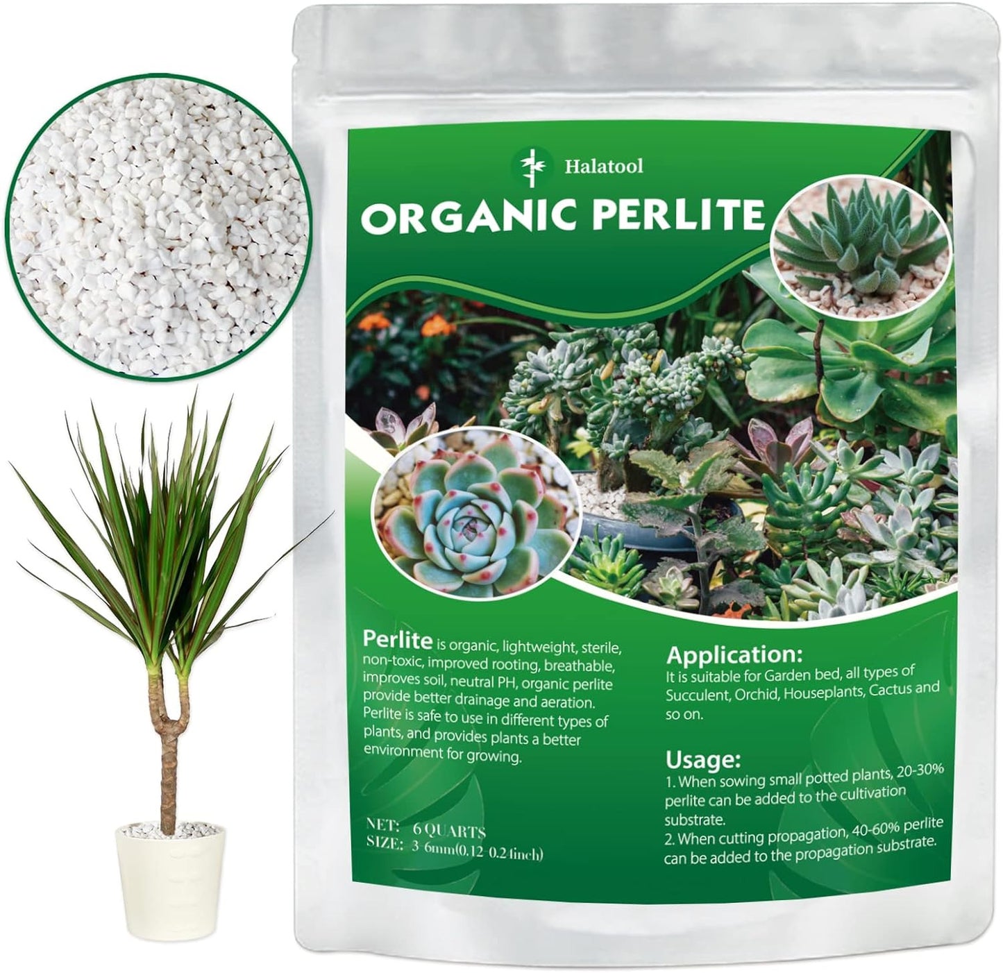 6 QT Perlite Horticultural Organic Perlite Bulk for Plants Natural Potting Soil