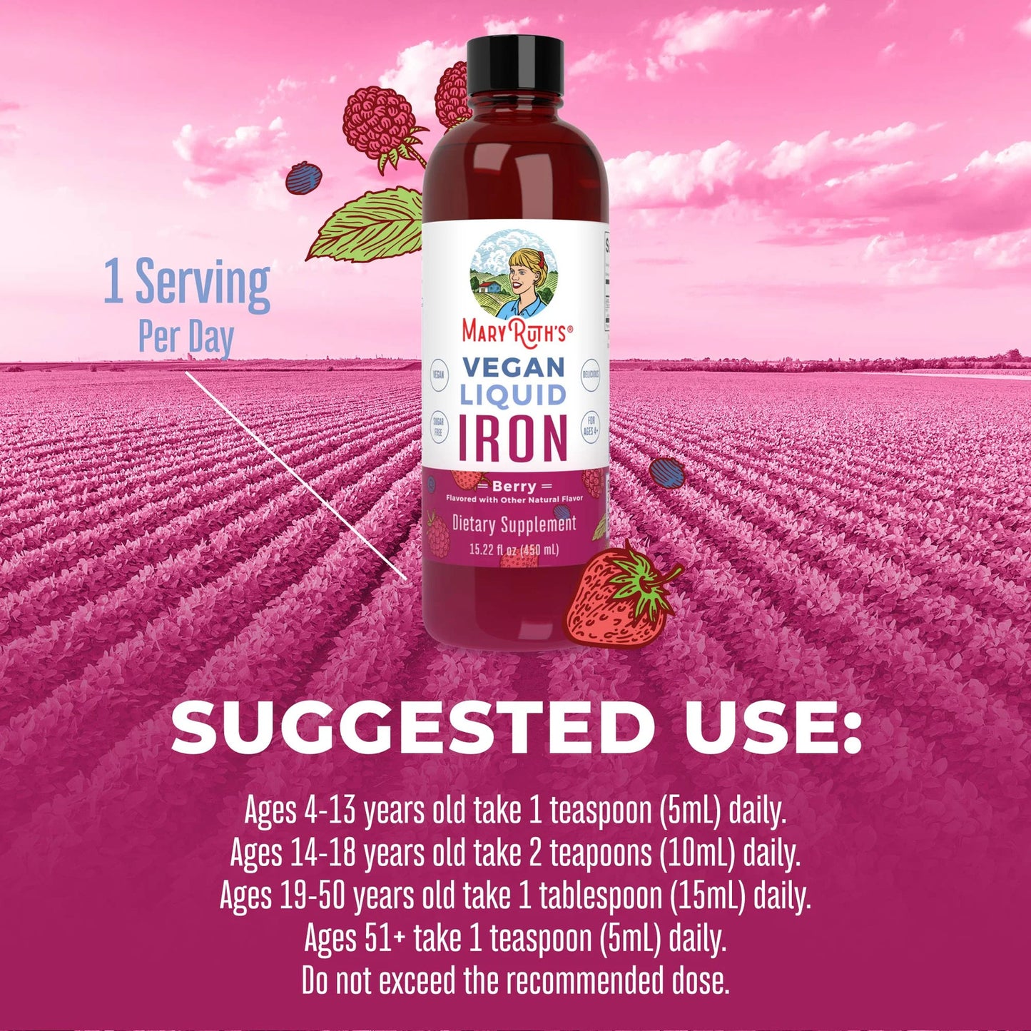 | Liquid Iron Supplement for Women Men & Kids | Iron Deficiency, Immune Support