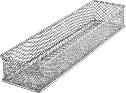 Silver Mesh Drawer Cabinet and or Shelf Organizer Bins, School Supply Holder Off